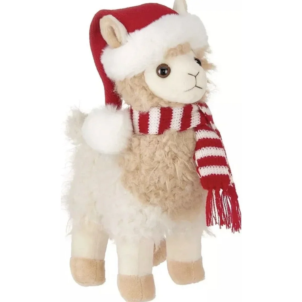 BEARINGTON PLUSH - HOLLY‎ Llama With Santa Hat And Scarf Christmas Decor